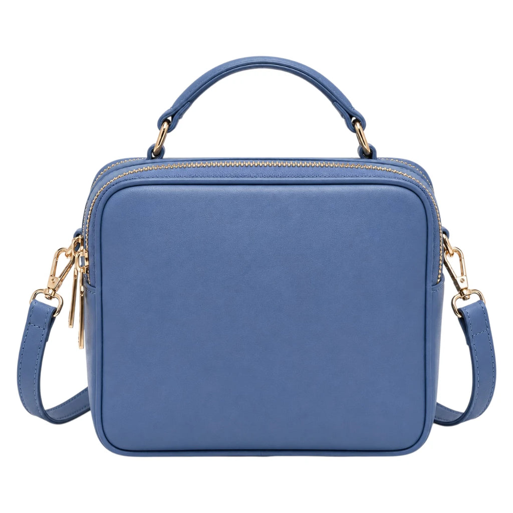 Bagvexa Blue Double-Zip Structured Satchel Handbag
