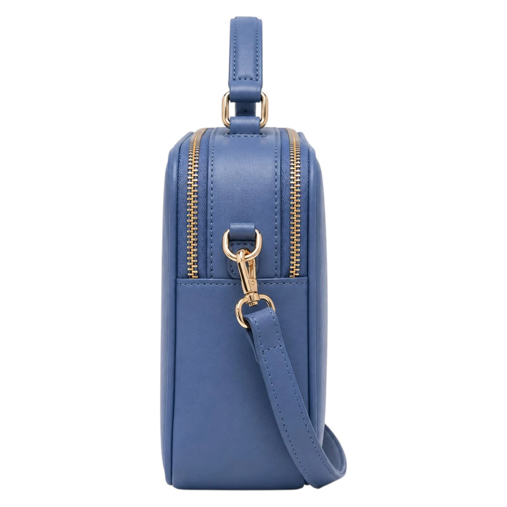 Bagvexa Blue Double-Zip Structured Satchel Handbag
