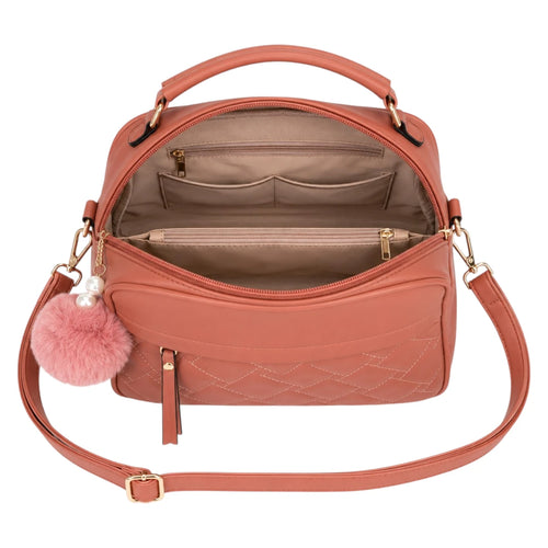 Bagvexa Coral Charm Quilted Satchel Handbag