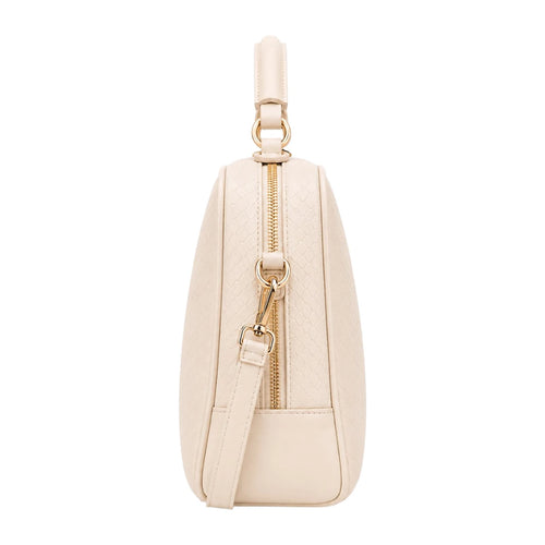 Bagvexa Ivory Luxe Faux Leather Textured Satchel Handbag