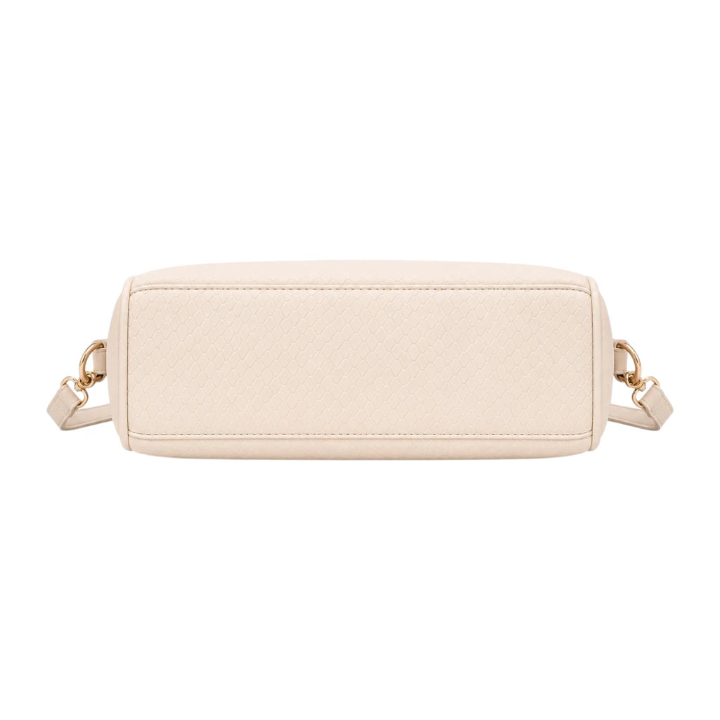 Bagvexa Ivory Luxe Faux Leather Textured Satchel Handbag