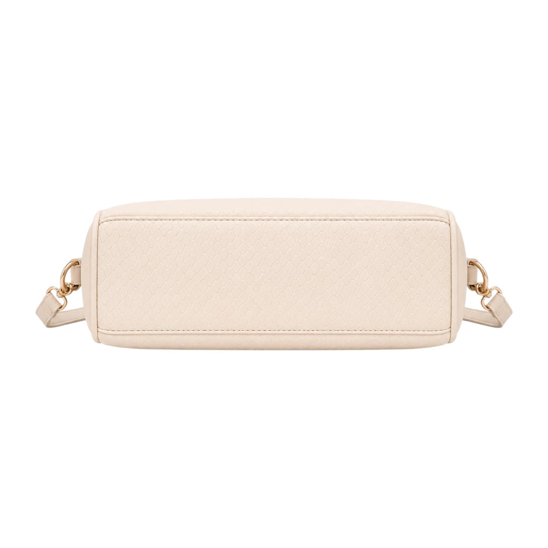 Bagvexa Ivory Luxe Faux Leather Textured Satchel Handbag