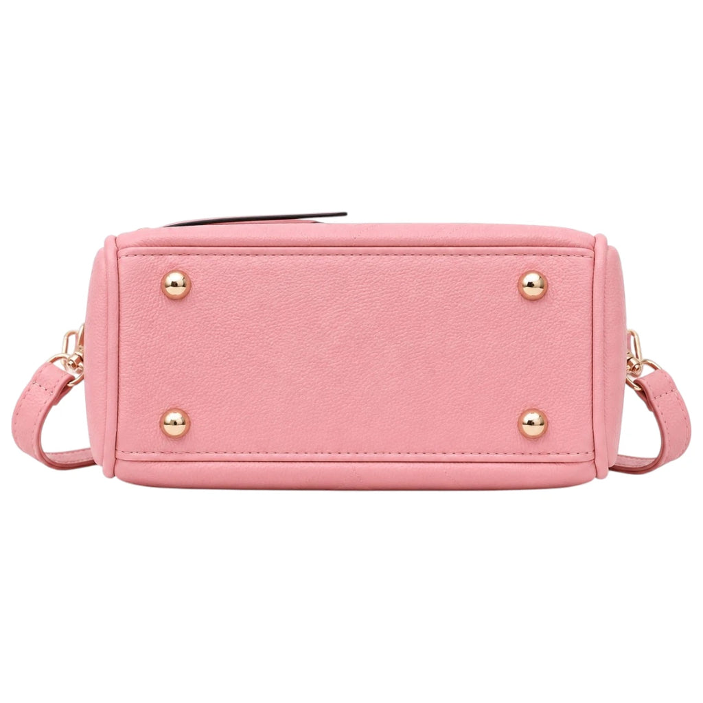 Bagvexa Pink Chevron Multi-Zip Satchel Handbag