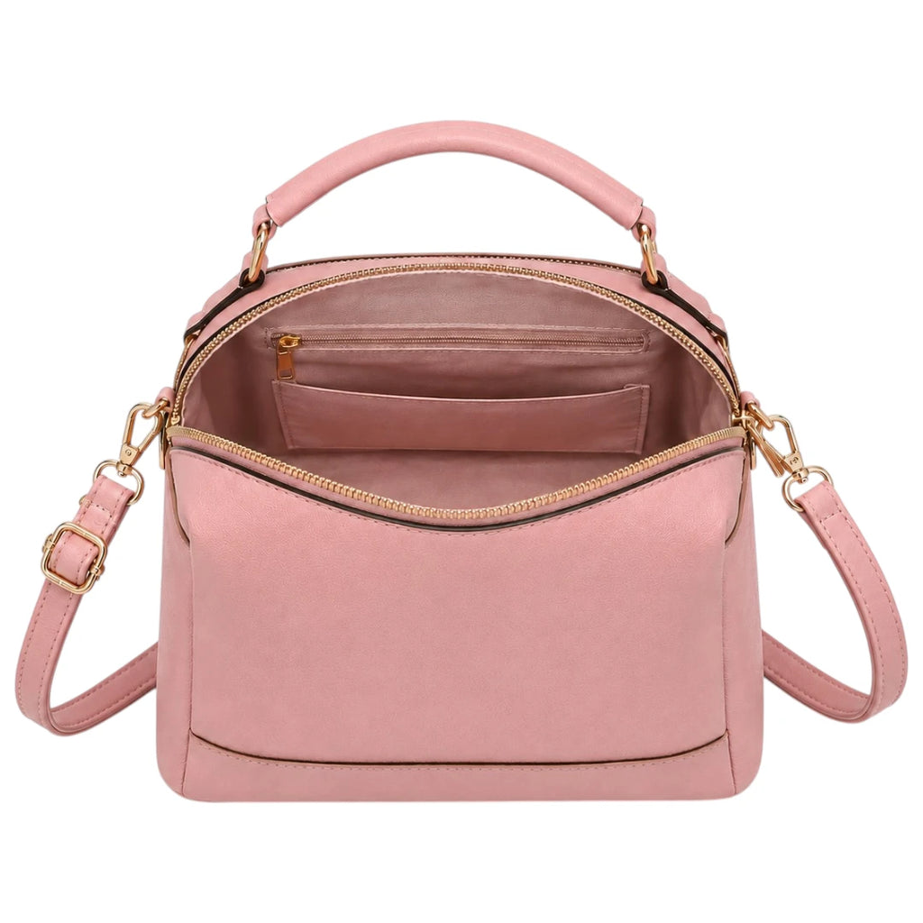Bagvexa Pink Faux Leather Women’s Satchel Handbag