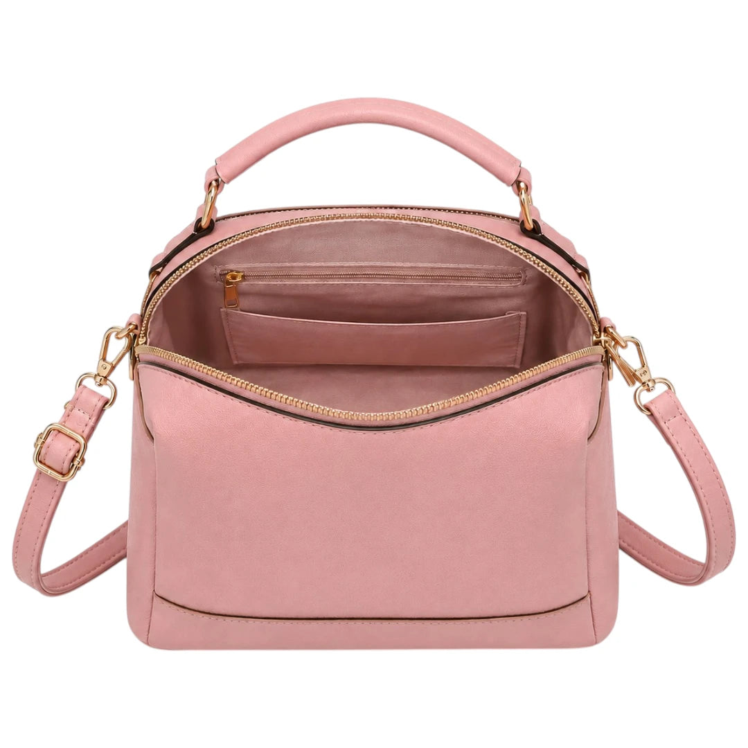 Bagvexa Pink Faux Leather Women’s Satchel Handbag