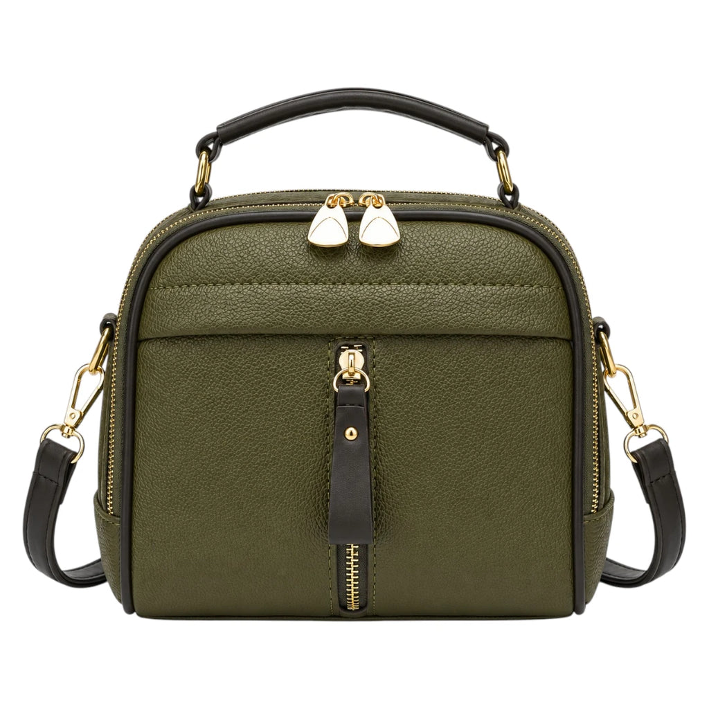 Bagvexa Green Luxe Front-Zip Satchel Handbag