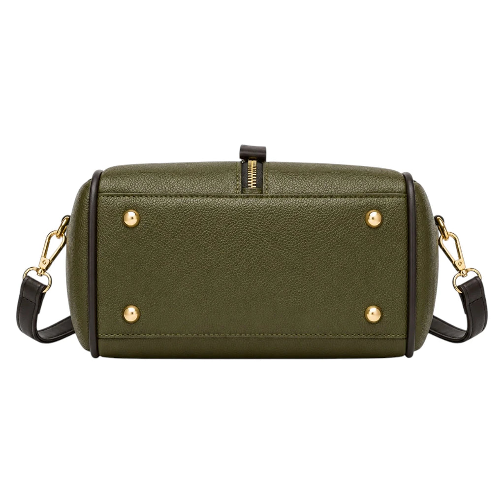 Bagvexa Green Luxe Front-Zip Satchel Handbag