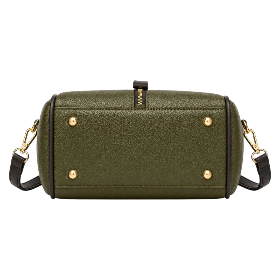 Bagvexa Green Luxe Front-Zip Satchel Handbag