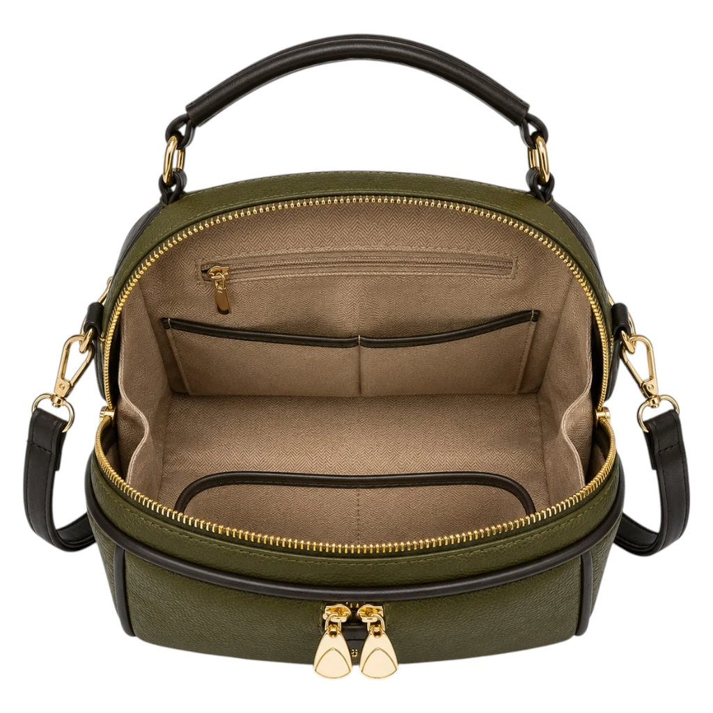Bagvexa Green Luxe Front-Zip Satchel Handbag
