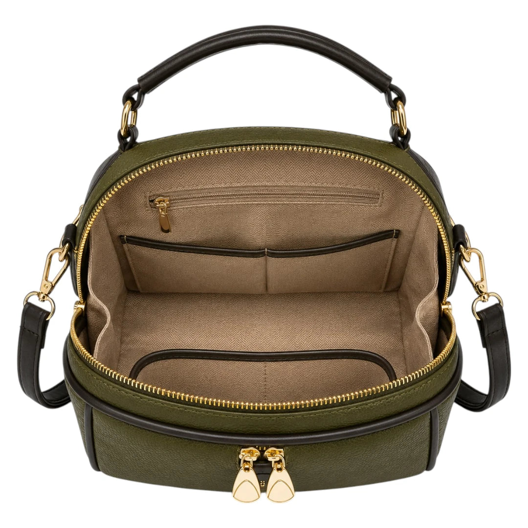 Bagvexa Green Luxe Front-Zip Satchel Handbag