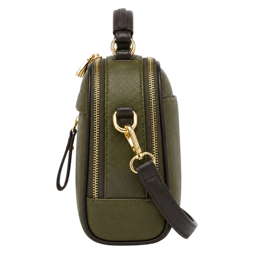 Bagvexa Green Luxe Front-Zip Satchel Handbag